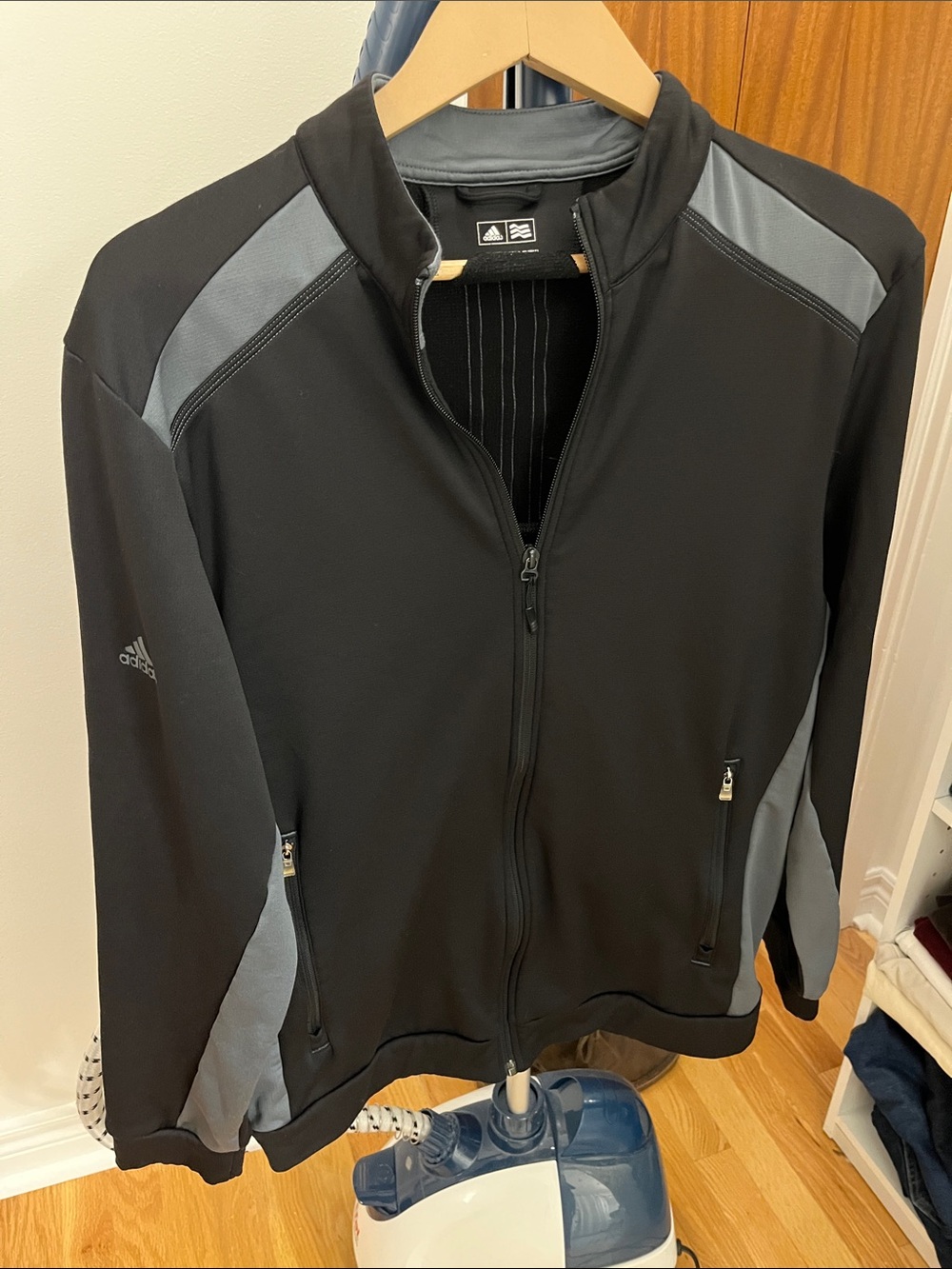 Adidas Men’s Black & Gray Performance Full-Zip Jacket